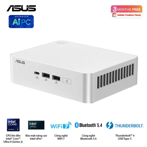 Máy tính Mini PC ASUS NUC 15 PRO+ NUC15CRS| Ultra 5 225H | 2xDDR5 | INTEL ARC GPU | 2xNVMe | 2xHDMI | 2xTHUNDERBOLT | WIFI7 BE201 | RJ45 | nOS | RNUC15CRSU500000I